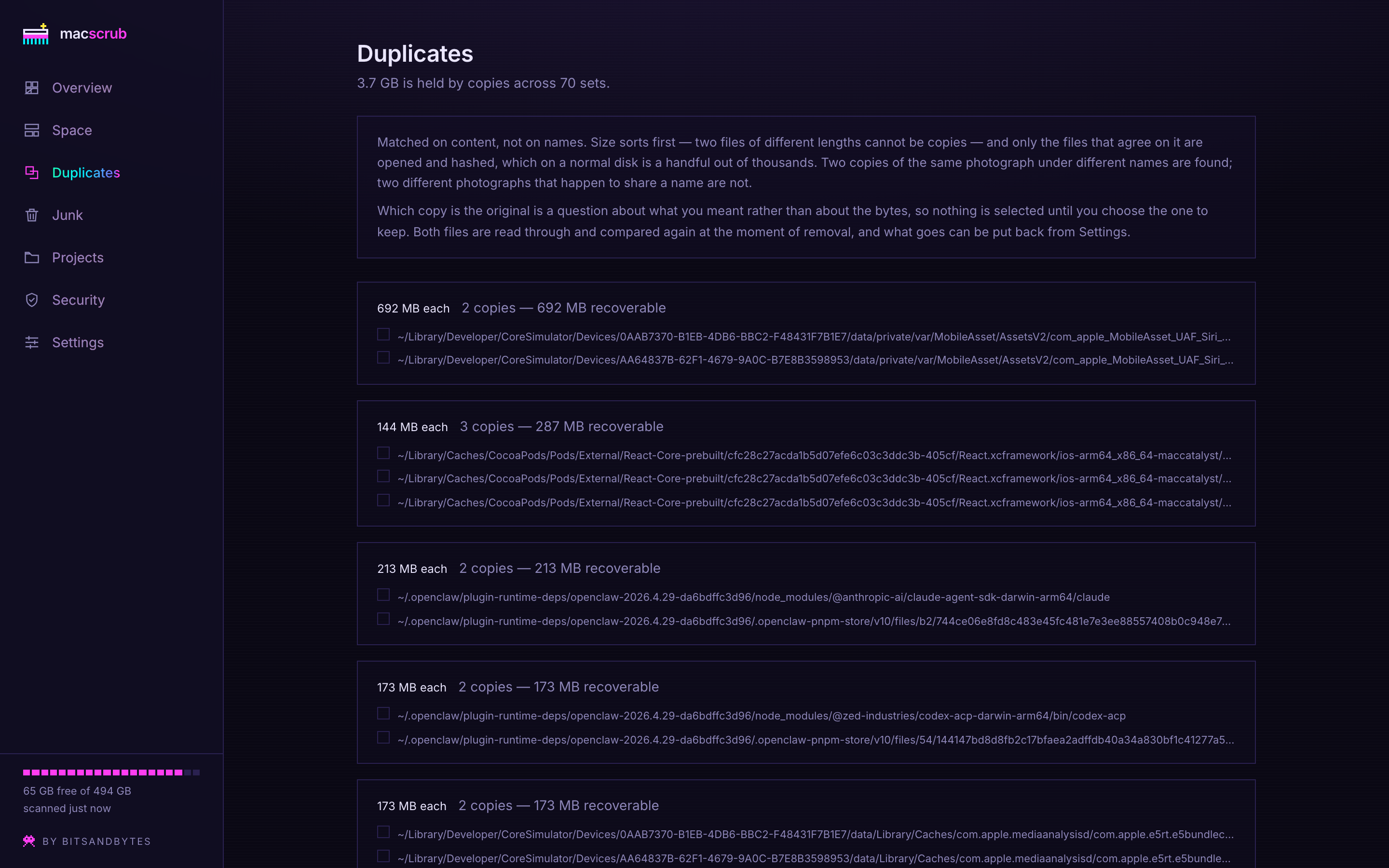 MacScrub duplicates