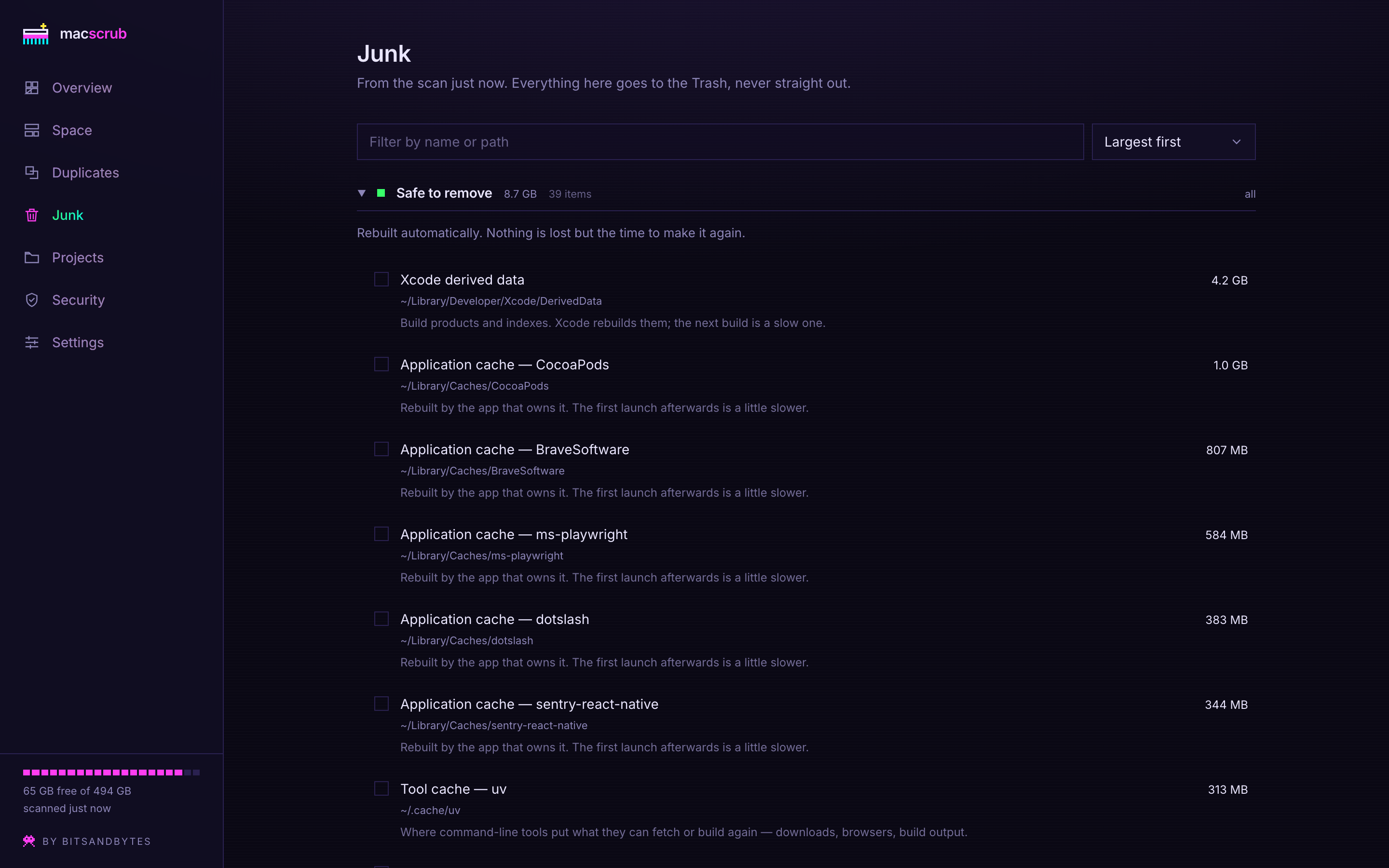 MacScrub junk list